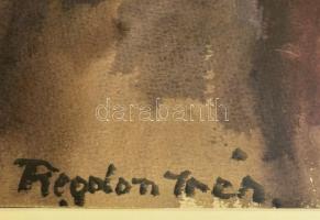 Regdon Irén (?-?): Férfi portréja, akvarell, papír, paszpartuban, jelzett, 46,5×33 cm