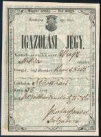 1861 Igazolási jegy szentgotthárdi kereskedő részére