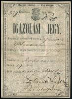 1861 Igazolási jegy rohonci lakos részére / German-Hungarian ID for Reichnitz trader