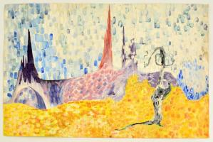Jelzés nélkül: Impressionistic landscape, olaj, papír, 37,5×56 cm