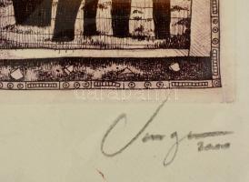 Varga Bencsik József (1944-): Dialógus. Színezett rézkarc (80/100), papír, jelzett, 27x40 cm