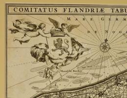 1670 Flandria térképe, Comitatus Flandriae in Lucem edita a Frederico de Wit Amsterodami. Nagyméretű...