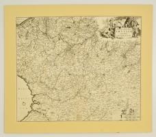 cca 1680 Artois és környékének térképe, Tabula Comitatus Artesiae emendata a Frederico de Wit. Nagyméretű rézmetszet, díszes kartussal, paszpartuzva / Map of county of Artois and area in France. Large etching by Frederic de Wit. In paspartu 56x46 cm