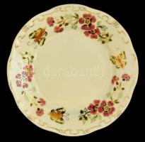6 db Zsolnay süteményes tányér, kézzel festett, jelzett, nagyon apró kopásokkal, d: 19 cm