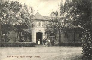 Mácsa, Macea; Gróf Károlyi Gyula kastélyának felső istállója, ló. Ruhm Ödön kiadása / castles stable, barn, horse