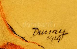 Ducsay Béla (1893-1967): Akt háttal, pasztell, papír, jelzett, 30×21,5 cm