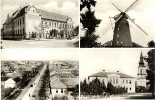 Túrkeve - 4 db MODERN városképes lap, strand, általános iskola, szélmalom, Vörös csillag filmszínház...