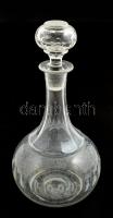 Dekoratív üveg kiöntő dugóval, jelzés nélkül,a dugón nagyon apró lepattanásokkal, m: 28 cm