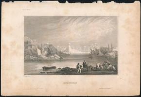 cca 1840 Mountsbay kikötő acélmetszet / USA Mountsbay port etching. Page size: 23x15 cm
