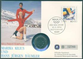 Norvégia 1993. 1K német bélyeges, érmés borítékon "Marika Kilius & Hans Jürgen Bäuler-jégkorcsolya" T:1