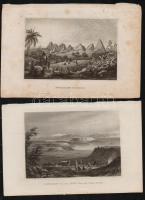 cca 1840 5 db vegyes régi acélmetszet Tyrus, Fort Dauphin, Read River, Meroe, Schwetzingen / etchings. Page size: 23x15 cm