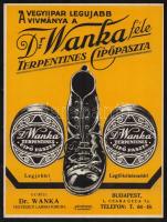 cca 1920 Dr. Wanka féle cipőpaszta karton kisplakát hibátlan állapotban. 19x24 cm