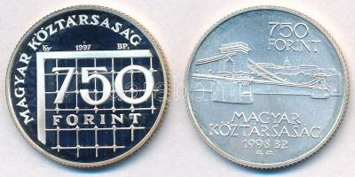 1998. 750Ft Ag "Labdarúgó VB" + 750Ft Ag "Budapest 125 éves" T:PP,BU
