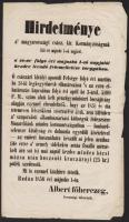 1856 Hirdetmény a só ár felemeléséről. Két nyelven. 44x39 cm, szélén kis szakadásokkal