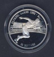 Cook szigetek 1990. 10$ Ag "Nyári olimpia Barcelona-futás T:PP Eredeti díszdobozban, tanúsítván...