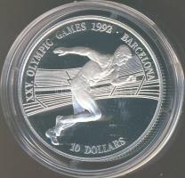 Cook szigetek 1990. 10$ Ag "Nyári olimpia Barcelona-futás T:PP Tanúsítvánnyal!