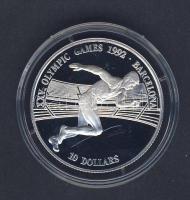Cook szigetek 1990. 10$ Ag "Nyári olimpia Barcelona-futás T:PP Tanúsítvánnyal!