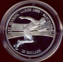 Cook szigetek 1990. 10$ Ag "Nyári olimpia Barcelona-futás T:PP Tanúsítvánnyal!