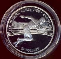 Cook szigetek 1990. 10$ Ag "Nyári olimpia Barcelona-futás T:PP Tanúsítvánnyal!