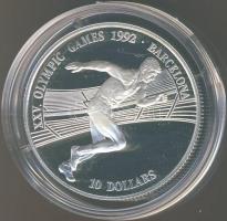 Cook szigetek 1990. 10$ Ag "Nyári olimpia Barcelona-futás T:PP Tanúsítvánnyal!