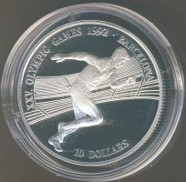 Cook szigetek 1990. 10$ Ag "Nyári olimpia Barcelona-futás T:PP Tanúsítvánnyal!