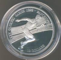 Cook szigetek 1990. 10$ Ag "Nyári olimpia Barcelona-futás T:PP Tanúsítvánnyal!