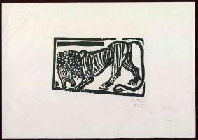 Perei Zoltán (1913-1992) szignált fametszet 20x15cm