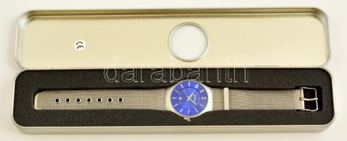 Bahlsen fémszíjas, vízálló, elemes karóra, használatlan, eredeti dobozában, d: 3,5 cm