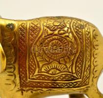 Díszes, bronz színű fém elefánt szobrocska, m: 10 cm