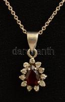 Ezüst(Ag) nyaklánc, apró kövekkel kirakott függővel, jelzett, h: 44 cm, bruttó: 2,9 g