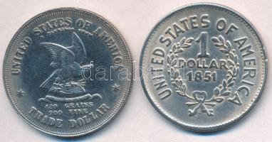 Amerikai Egyesült Államok 1851-1873. 1$ Fe hamisítvány (2xklf) T:2  USA 1851-1873. 1 Dollar Fe fake (2xdiff) C:XF