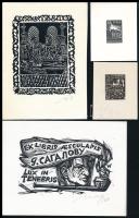 10 db külföldi, nagyrészt jelzett ex libris / 10 mostyl signed ex libris bookplates. Different techn...