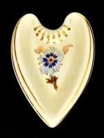 Zsolnay szívecskés tálka, kézzel festett, jelzett, hibátlan, 11,5×8,5 cm