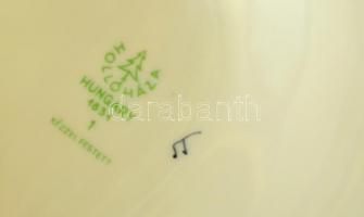 Hollóházi barokk női porcelán figura, jelzett, kézzel festett, hibátlan, m: 22.5 cm