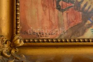 Wallburg Egon/ Zórád Ernő (1911-2004): Kocsmában. Akvarell, papír-karton, jelzett, 22x15 cm Jó fa ke...