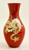 Wallendorf sárkányos váza, kézzel festett, jelzett, hibátlan, m:21 cm