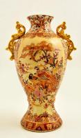 Jelzett kínai váza, részben kézzel festett, foltos, m: 31 cm