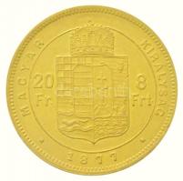 1877KB 8Ft/20Fr Au "Ferenc József" (6,45g/0.900) T:2
 Hungary 1877KB 8 Forint/20 Francs A...