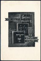 Vadász Endre (1901-1944): Judaika ex libris, , fametszet, papír, jelzett a fametszeten 90x80 mm