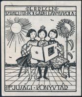 cca 1930 Debreceni Izraelita Polgári Leányiskola jelzés nélküli judaika ex libris, linómetszet, papír 90x70 mm