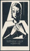 Gáborjáni Szabó Kálmán (1897-1955): Modernista ex libris, fametszet, papír, jelzett a metszeten, / modernist bookplate 140x100 mm