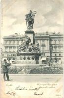 Arad, Vértanúk szobra, üzletek / martyrs statue, shops (kissé ázott sarok / slightly wet corners)