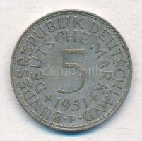 NSZK 1951F 5M Ag T:2,2- FRG 1951F 5 Mark Ag C:XF,VF