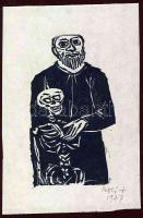 Perei Zoltán (1913-1992) szignált fametszet 15x10cm