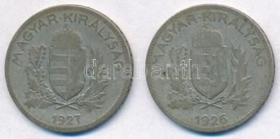 1926-1927. 1P Ag (2x) T:2-,3 patina