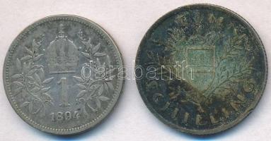 Ausztria 1894. 1K Ag "Ferenc József" + 1926. 1Sch Ag T:2,2- patina
Austria 1894. 1 Corona...