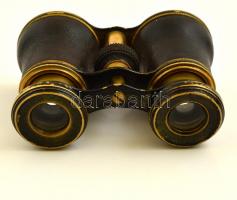 Régi színházi távcső, réz bőr borításban, jó állapotban, az egyik lencsén karcolás, 10,5x7 cm