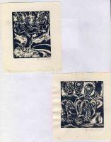 Bordás Ferenc (1911-1982) 2db szignált fametszet 15x10cm