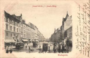 Budapest VIII. József körút, villamosok, üzletek. Divald 143. (EK)