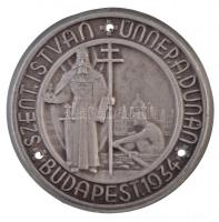 1934. Szent István Ünnep a Dunán - Budapest fém plakett, három lyuk rögzítéshez (60mm) T:2